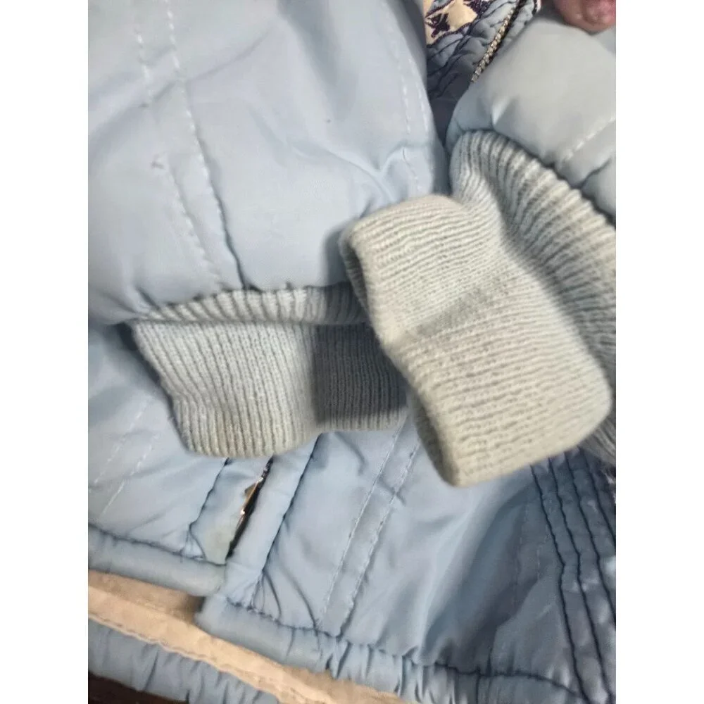 Vintage 1970s Playland Blue Faux Fur Lined Hooded Winter Jacket